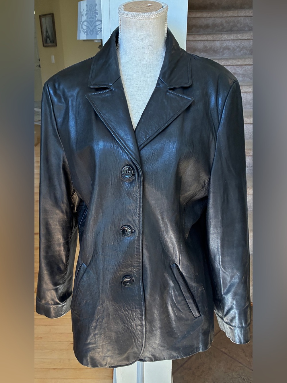 Wilsons Genuine Leather Pelle Studio Black Button-Front Women's Leather Jacket
